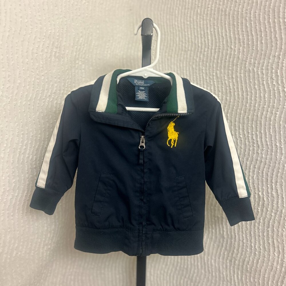 Polo Ralph Lauren Toddler Windbreaker 18M Dark Blue Yellow Logo Vintage